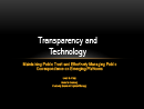 Watch Transparency and Technology: Maintaining Public Trust and Effectively Managing Public Correspondence on Emerging Platforms Video